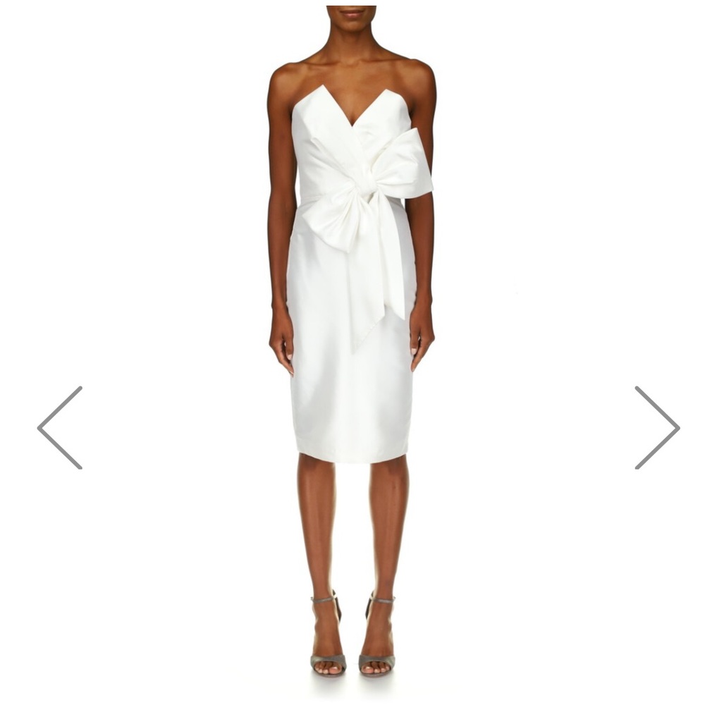 NWT Badgley Mischka strapless front bow cocktail dress
